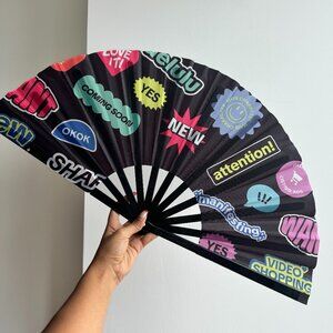 TIKTOK Hand Fan (Large, 25in), Colorful, Fun